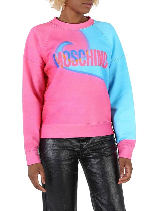 Printed French Cotton Terry Sweatshirt Pink - MOSCHINO - BALAAN 4