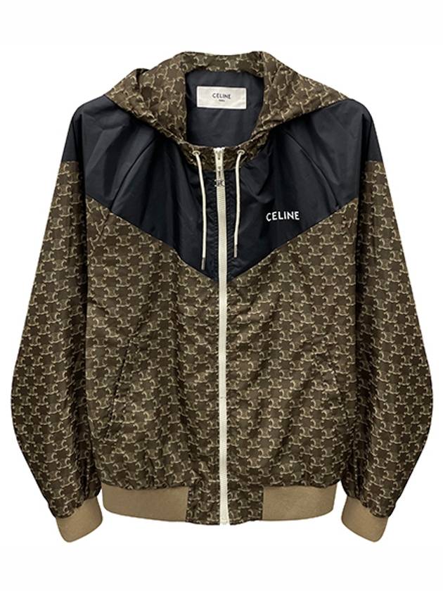 Men's Monogram Nylon Hooded Jacket Beige Black - CELINE - BALAAN 2