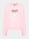 Women's MISANO Bird Beads Logo Crew Neck Melange Pink Sweatshirt 1G17E3 Y7TM O53 - PINKO - BALAAN 1