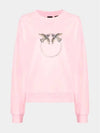 Bird beads logo sweatshirt melange pink women 1G17E3 Y7TM O53 - PINKO - BALAAN 2