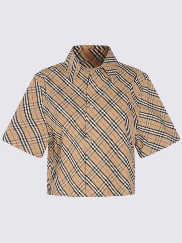 Cropped Check Cotton Shirt Sand - BURBERRY - BALAAN 2