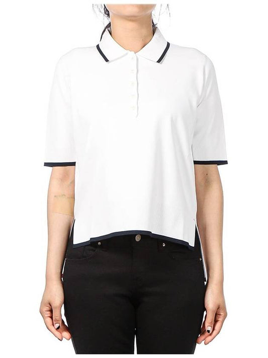 Rib Stitch Boxy Fit Polo Shirt White - THOM BROWNE - BALAAN 2