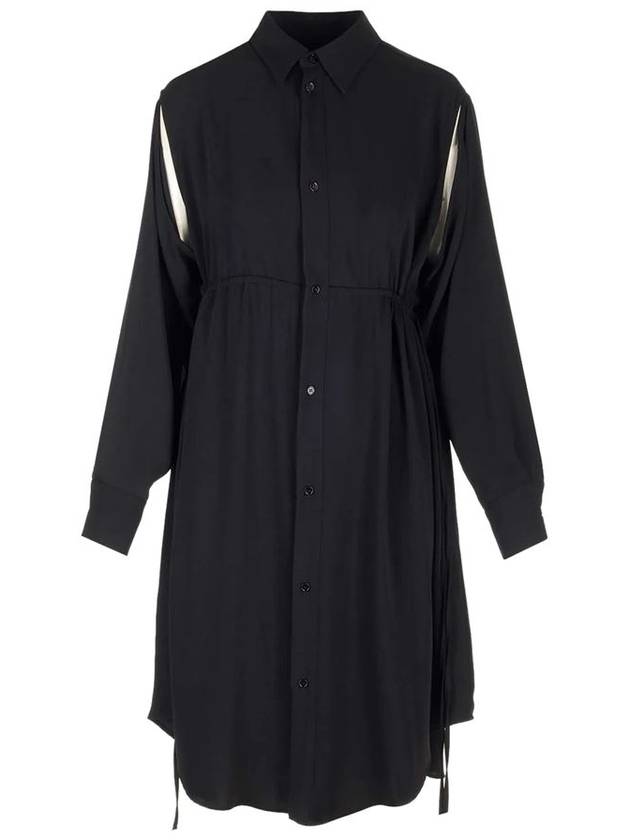 Cut-Out Detail Shirt Midi Dress Black - MAISON MARGIELA - BALAAN 2