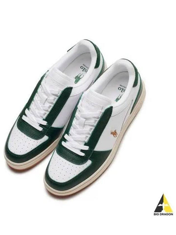 Polo Court Leather Low Top Sneakers White Green - POLO RALPH LAUREN - BALAAN 1