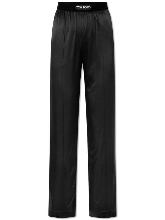 Women's Stretch Silk Straight Pants Black - TOM FORD - BALAAN 2