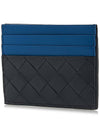 Intrecciato Two-Tone Card Wallet Blue Black - BOTTEGA VENETA - BALAAN 3