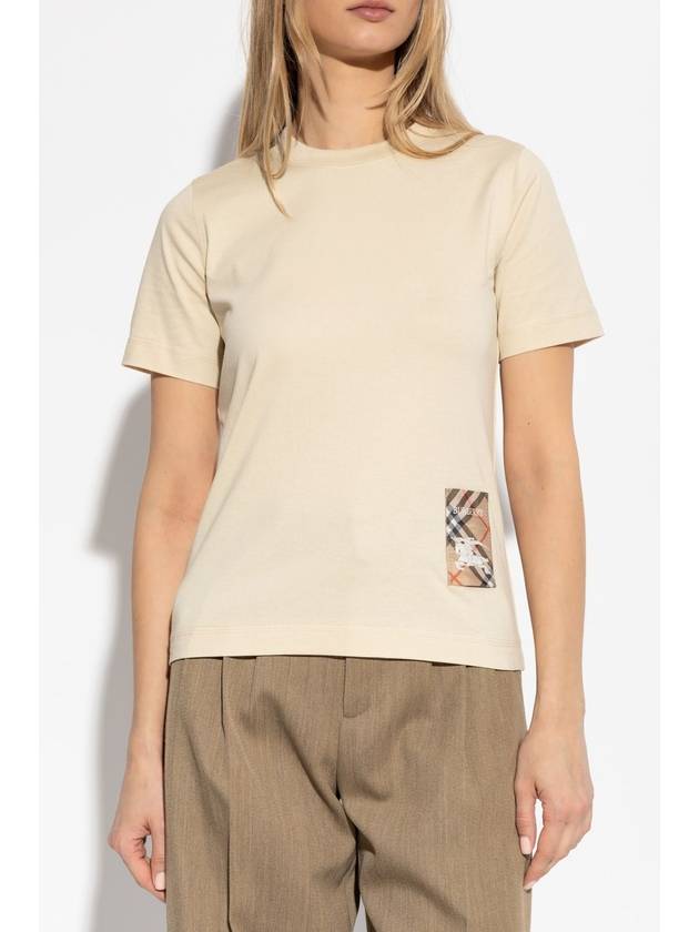 Burberry T-shirt With Logo Patch, Women's, Cream - BURBERRY - BALAAN 3