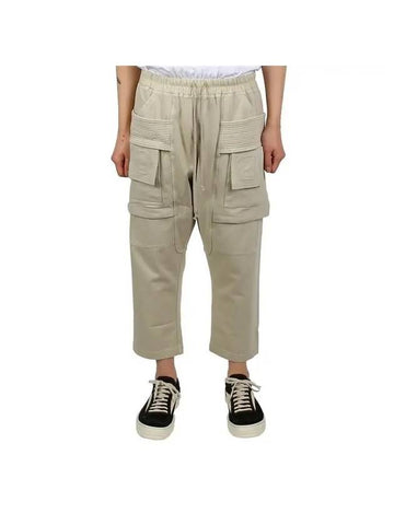 Drawstring Cropped Cargo Cotton Baggy Pants Beige - RICK OWENS - BALAAN 1