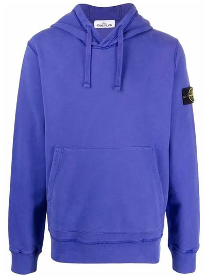 Wappen Patch Brushed Cotton Fleece Hoodie Blue - STONE ISLAND - BALAAN 2