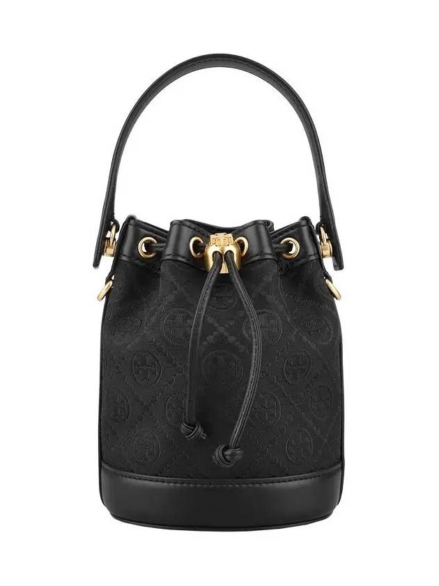 Monogram Small Bucket Bag Black - TORY BURCH - BALAAN 3