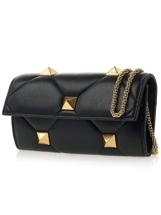 Women's Roman Stud Chain Shoulder Bag Black - VALENTINO - BALAAN 3