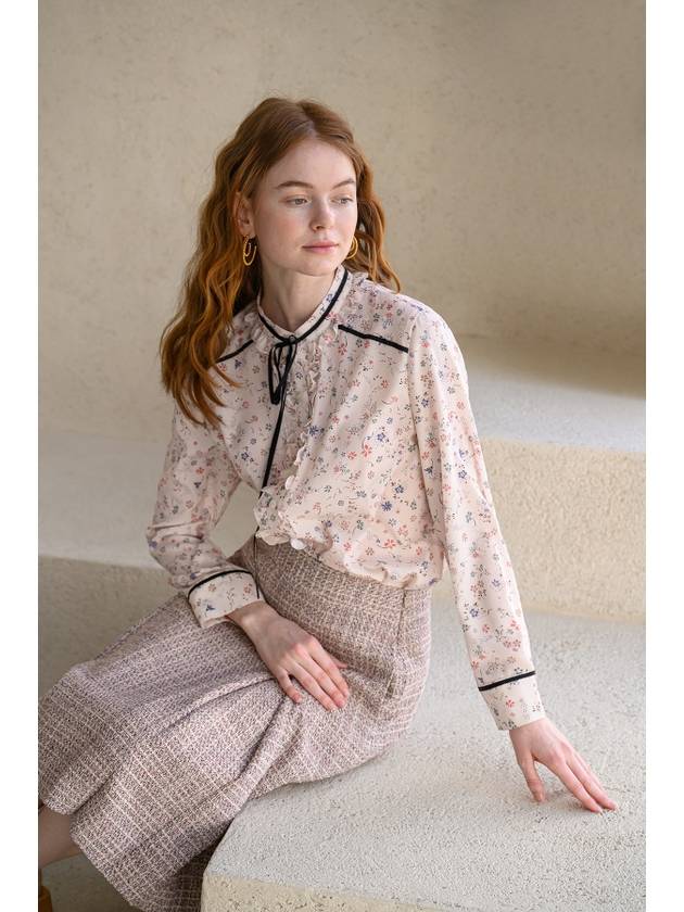 Caisienne flower pattern frill blouse_ivory - CAHIERS - BALAAN 3