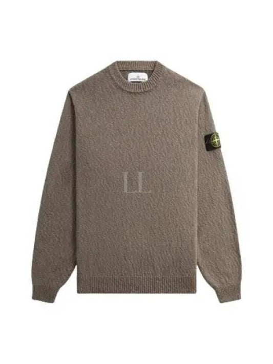 Logo Badge Knotted Crew Neck Cotton Knit Top Dove Grey - STONE ISLAND - BALAAN 2