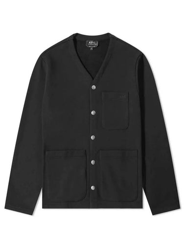 Logo Embroidery Napping Cotton Cardigan Black - A.P.C. - BALAAN 1