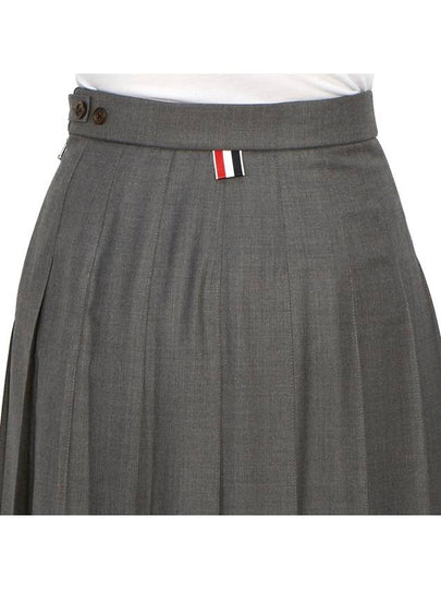 Super 120S Twill Below Knee Pleated Skirt Medium Grey - THOM BROWNE - BALAAN 8