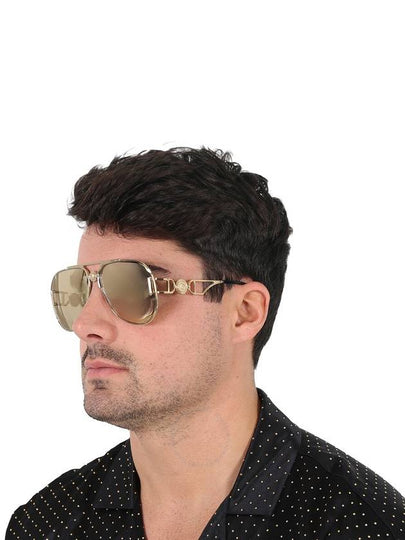 Versace Clear Mirrored Real Yellow Gold Pilot Unisex Sunglasses VE2255 100203 63 - VERSACE - BALAAN 2