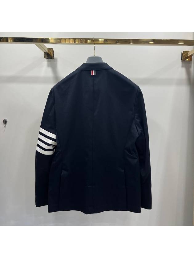 4 Bar Armband Cotton Blazer Jacket Navy - THOM BROWNE - BALAAN 3