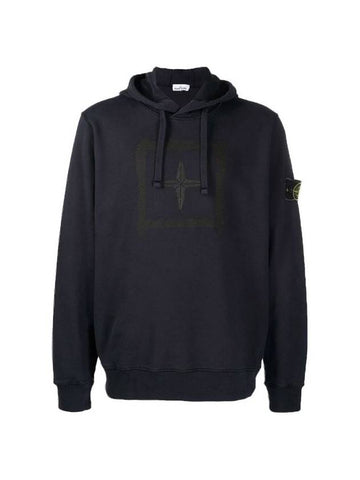 Men's Wappen Patch Box Logo Hoodie Navy - STONE ISLAND - BALAAN 1