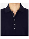 RWB Button Ribbed Polo Wool Knit Top Navy - THOM BROWNE - BALAAN 4