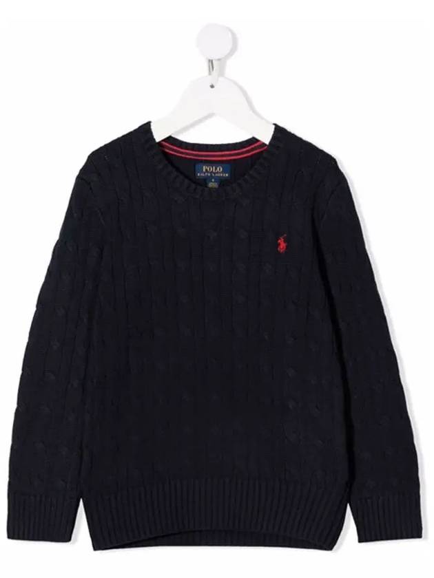 Kids Pony Embroidery Cable Knit Navy 702674 009 - POLO RALPH LAUREN - BALAAN 2