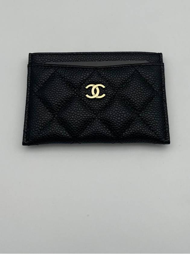 Gold CC Logo Caviar Card Wallet Black - CHANEL - BALAAN 8