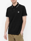 Men's Two Line Wappen Patch Cotton Short Sleeve Polo Shirt Black - STONE ISLAND - BALAAN 4