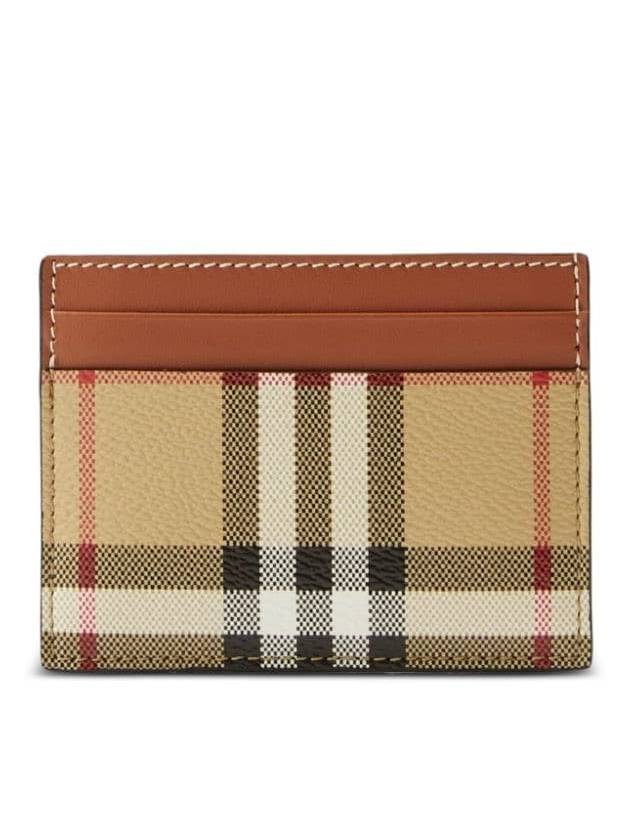 Check Print Leather Card Holder Beige - BURBERRY - BALAAN 4