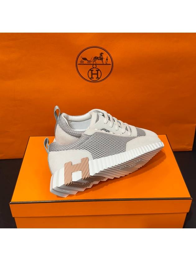 Women's Bouncing Sneakers Gray Mesh H Beige Twotone - HERMES - BALAAN 9