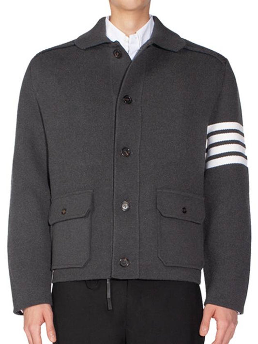 Men's Diagonal Interlock Stitch Cashmere Jacket Grey - THOM BROWNE - BALAAN 2