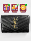 Monogram Envelope Small Half Wallet Black Gold - SAINT LAURENT - BALAAN 3