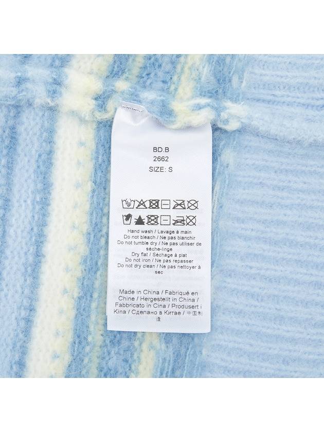 Striped Soft Wool Cardigan Light Blue - GANNI - BALAAN 11