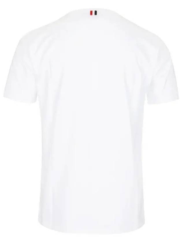 Men's Medium Weight Jersey Tipped Pocket Crewneck Short Sleeve T-Shirt White - THOM BROWNE - BALAAN 3