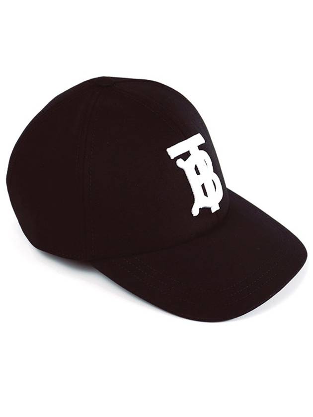 Monogram Motif Cotton Twill Ball Cap Black White - BURBERRY - BALAAN 2