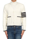 V-Neck Diagonal Armband Cardigan White - THOM BROWNE - BALAAN 3