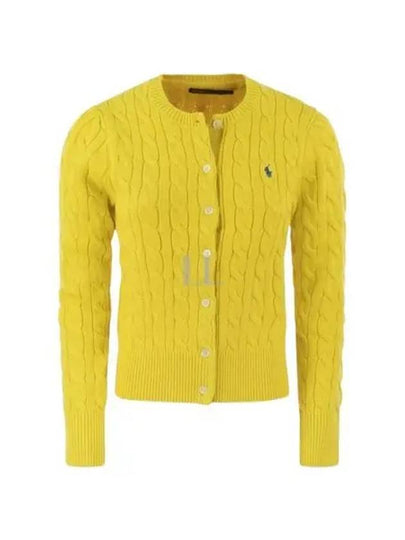 Women's Embroidered Logo Pony Cable Cardigan Yellow - POLO RALPH LAUREN - BALAAN 2