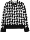 Houndstooth Quilted Merino Wool Knit Top Black White - THOM BROWNE - BALAAN 5