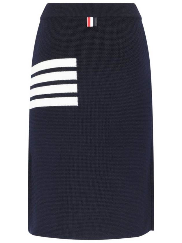 Women's Fine Merino Wool 4 Bar Stitch Pencil Skirt Navy - THOM BROWNE - BALAAN 3