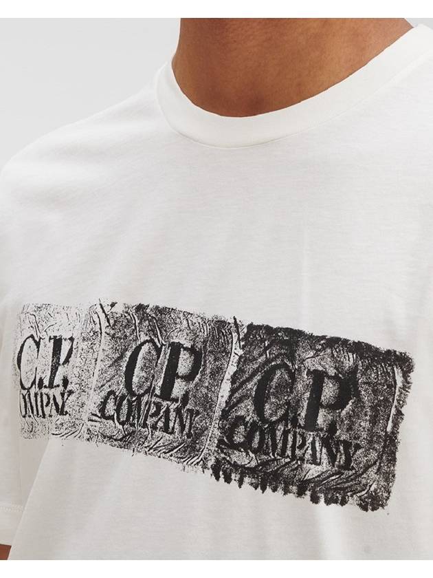 Logo Stamp Printed Short Sleeve T-shirt White - CP COMPANY - BALAAN 6