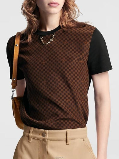 Micro Damier Insert Short Sleeve T-Shirt Brown - LOUIS VUITTON - BALAAN 2