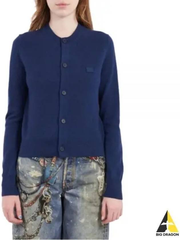 Wool Crew Neck Cardigan Blue - ACNE STUDIOS - BALAAN 2