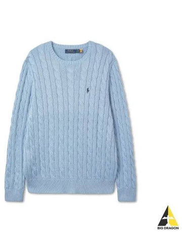 Cable knit cotton sweater blue - POLO RALPH LAUREN - BALAAN 1