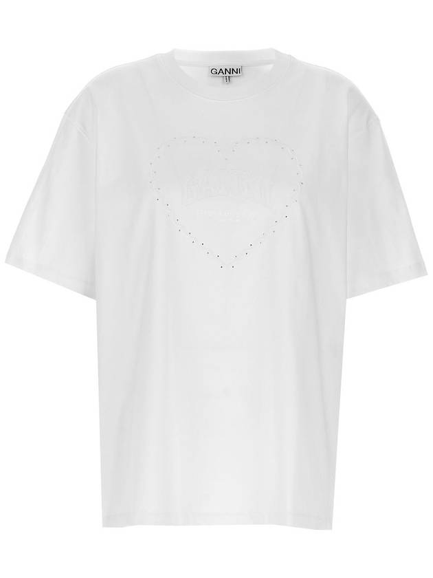 Heavy Cotton Drop Shoulder Heart Short Sleeve T-Shirt White - GANNI - BALAAN 2