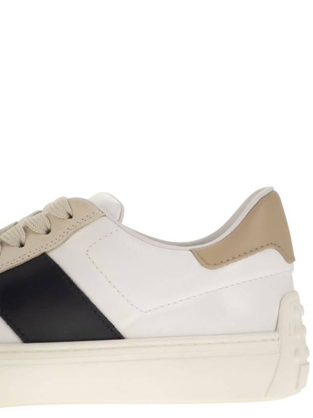 Leather Suede Low Top Sneakers White Black - TOD'S - BALAAN 8