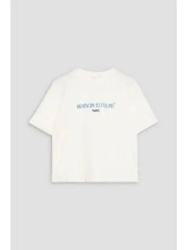 KW00121KJ0035 Women s Logo Paris Boxy Short Sleeve T Shirt White Orange 1318443 - MAISON KITSUNE - BALAAN 1