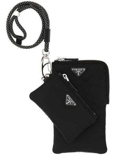 Nylon Neck Strap Card Wallet Black - PRADA - BALAAN 1