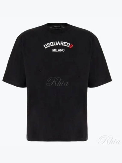 Logo Print Short Sleeve T Shirt Black - DSQUARED2 - BALAAN 2