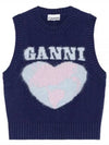 Logo Heart Gilet Vest Navy - GANNI - BALAAN 2