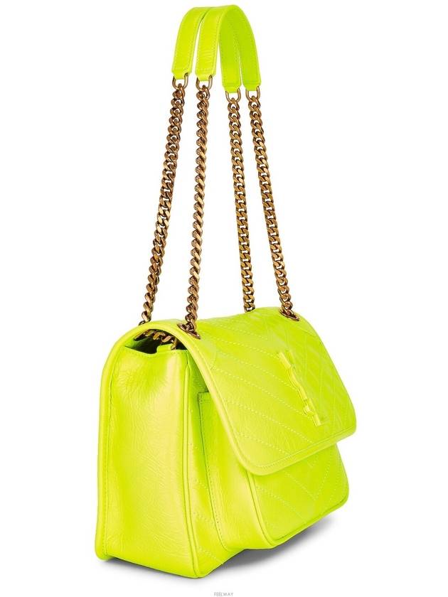 Nikki Medium Leather Shoulder Bag Yellow - SAINT LAURENT - BALAAN 4