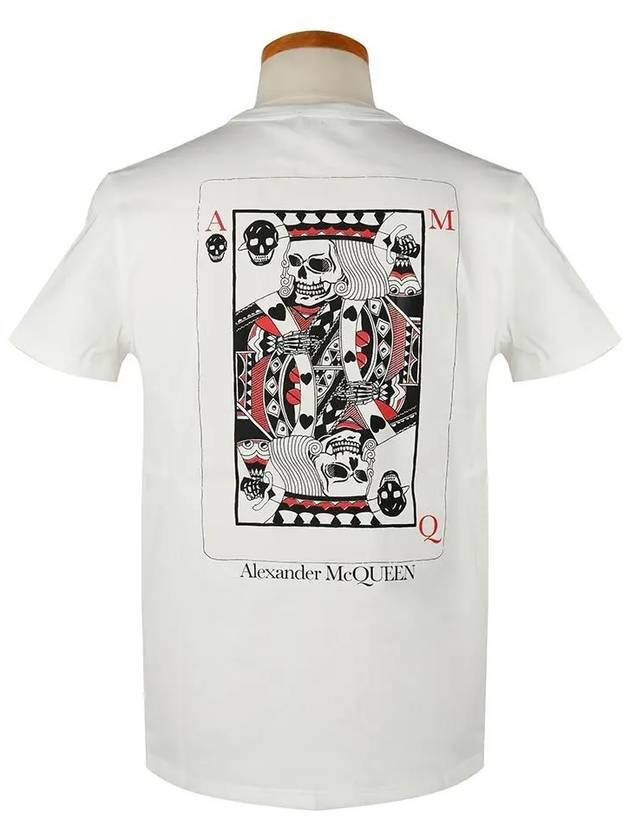 Skull Poker Graphic Print Short Sleeve T-Shirt White - ALEXANDER MCQUEEN - BALAAN 3