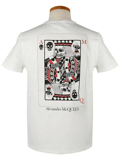 Skull Poker Graphic Print Short Sleeve T-Shirt White - ALEXANDER MCQUEEN - BALAAN 2